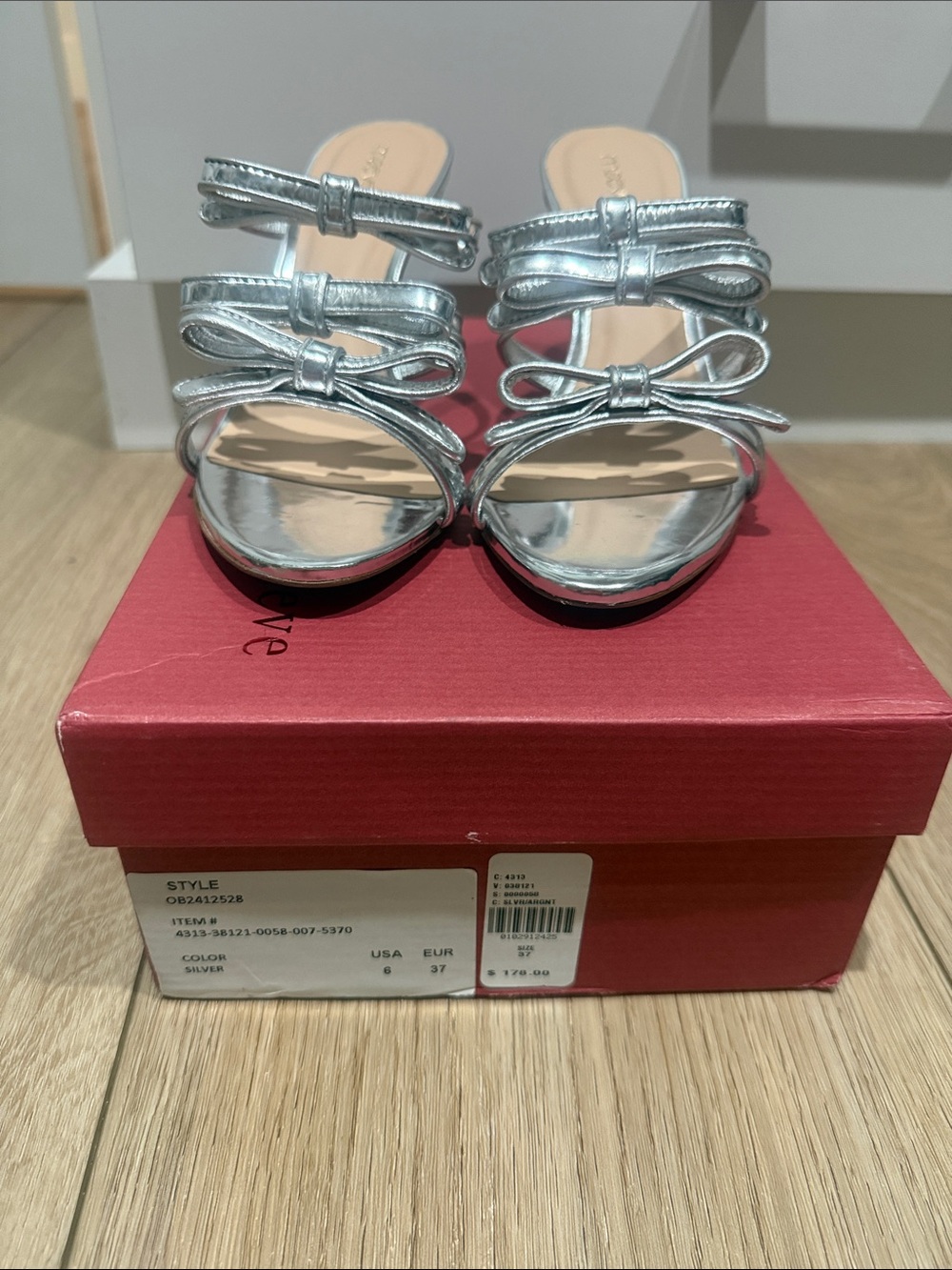 Maeve Silver Bow-Accent Women's Slide Sandals